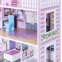 Wooden Dolls House Playset with Furniture and Accessories