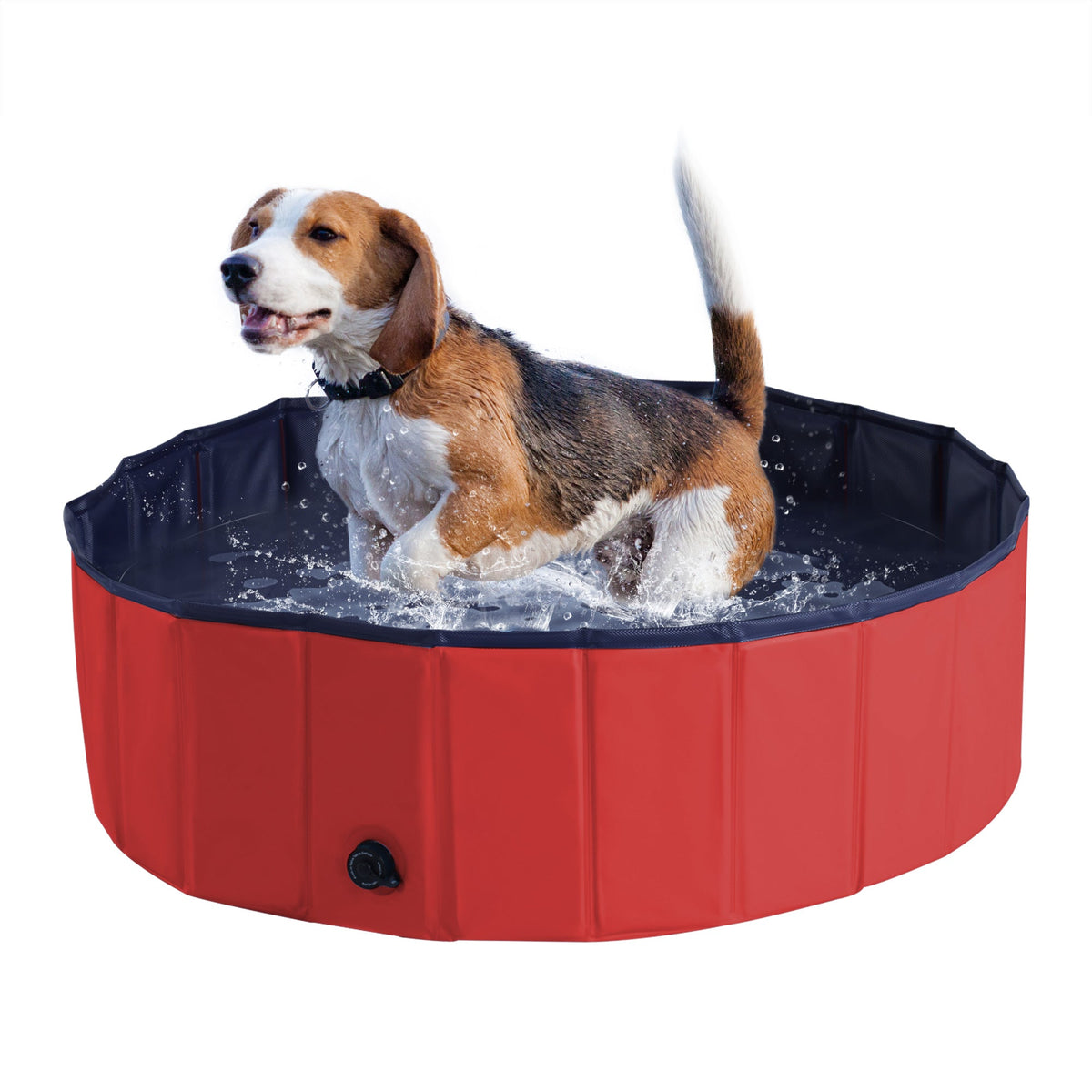 PawHut Foldable Dog Paddling Pool Pet Cat Swimming Pool Indoor/ Outdoor Collapsible Summer Bathing Tub Shower Tub Puppy Washer, â 100 x 30H cm, Red