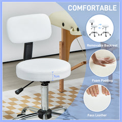 HOMCOM 360√Ç¬∞ Swivel Seat Salon Stool - White