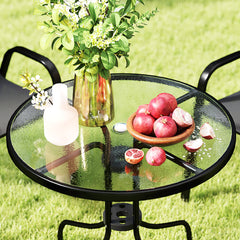 Outsunny Five-Piece Steel Patio Set, with Glass-Top Table - Black