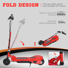 HOMCOM Folding Electric Kids Scooter Ride on Age 7-14, Red/Black