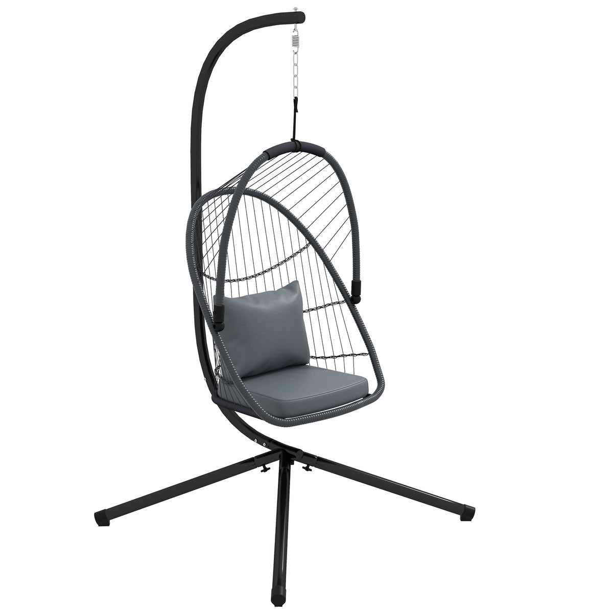 Outsunny Single Egg Chair, with Steel Frame Stand - Grey