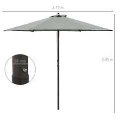 Outsunny 2.8m Garden Parasol Umbrella, Round Outdoor Market Table Umbrella Sun Shade Canopy, Dark Grey