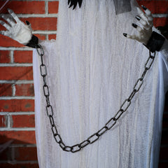 HOMCOM 6'6" Hanging Prisoner Ghost Halloween Animatronic, with Glowing Eyes