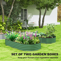 Outsunny Set of Two 181 x 93cm Steel Planters - Green