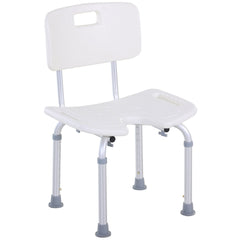 HOMCOM 8-Level Height Adjustable Bath Stool Spa Shower Chair Aluminum w/ Non-Slip Feet, Handle for the Pregnant, Old, Injured