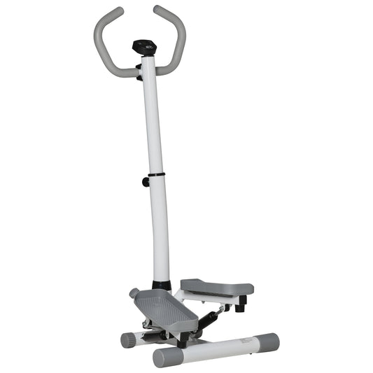 HOMCOM Adjustable Twist Stepper Aerobic Ab Exercise Fitness Workout Machine w/ LCD Screen, Height Adjust Handlebars for Home Gym, White and Grey