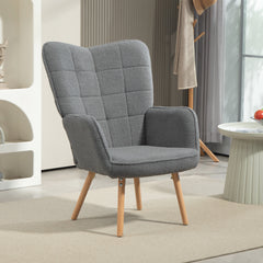 HOMCOM Teddy Fleece Wingback Accent Chair - Grey