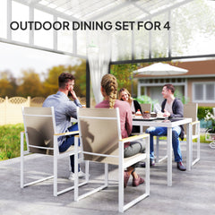 Outsunny 5 Piece Garden Furniture Set with 4 Armchairs and Tempered Glass Table Top, for Deck, Balcony