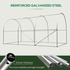 Outsunny 4 x 2 x 2 m Polytunnel Greenhouse with Roll-up Door and 6 Mesh Windows, Walk-in Garden Tunnel Warm House Tent with UV-resistant PE Cover and Galvanised Steel Frame, Green