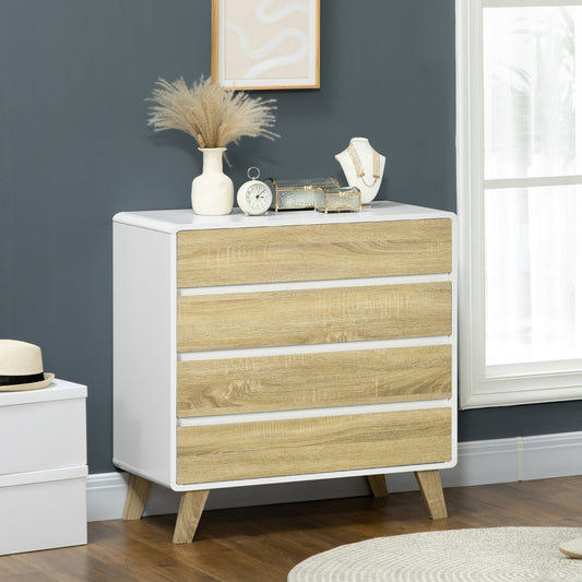 HOMCOM Chest of Four Drawers - Wood-Effect/White