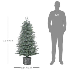 HOMCOM 5ft Tall Artificial Christmas Tree with Realistic Branches, Pot Stand and 1140 Tips, Xmas Decoration, Green