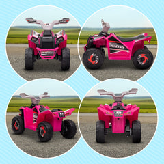 HOMCOM 6V Quad Bike with Wear-Resistant Wheels, Forward Backward Function, for Ages 18-36 Months, Pink