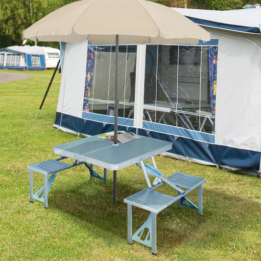 Outsunny Aluminum Portable Picnic Table Chair Set