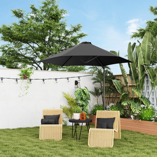 Outsunny 2.5M Garden Cantilever Parasol, Offset Roma Patio Umbrella Hanging Sun Shade Canopy Shelter with 360√Ç¬∞ Rotation and Cross Base, Black