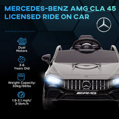 AIYAPLAY Mercedes-Benz AMG CLA 45 Licensed 12V Kids Electric Car Ride on Car w/ Remote, Suspension Lights Music Horn - Black