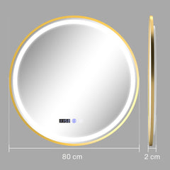 HOMCOM 60cm Anti-Fog LED Bathroom Mirror - Gold Tone