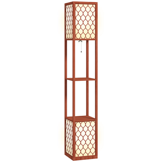HOMCOM Duo Light Floor Shelves - Brown