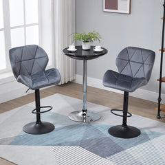 HOMCOM Adjustable Bar Stools Set of 2, Armless Upholstered Swivel Counter Chairs, Barstools with Back, Footrest, Dark Grey