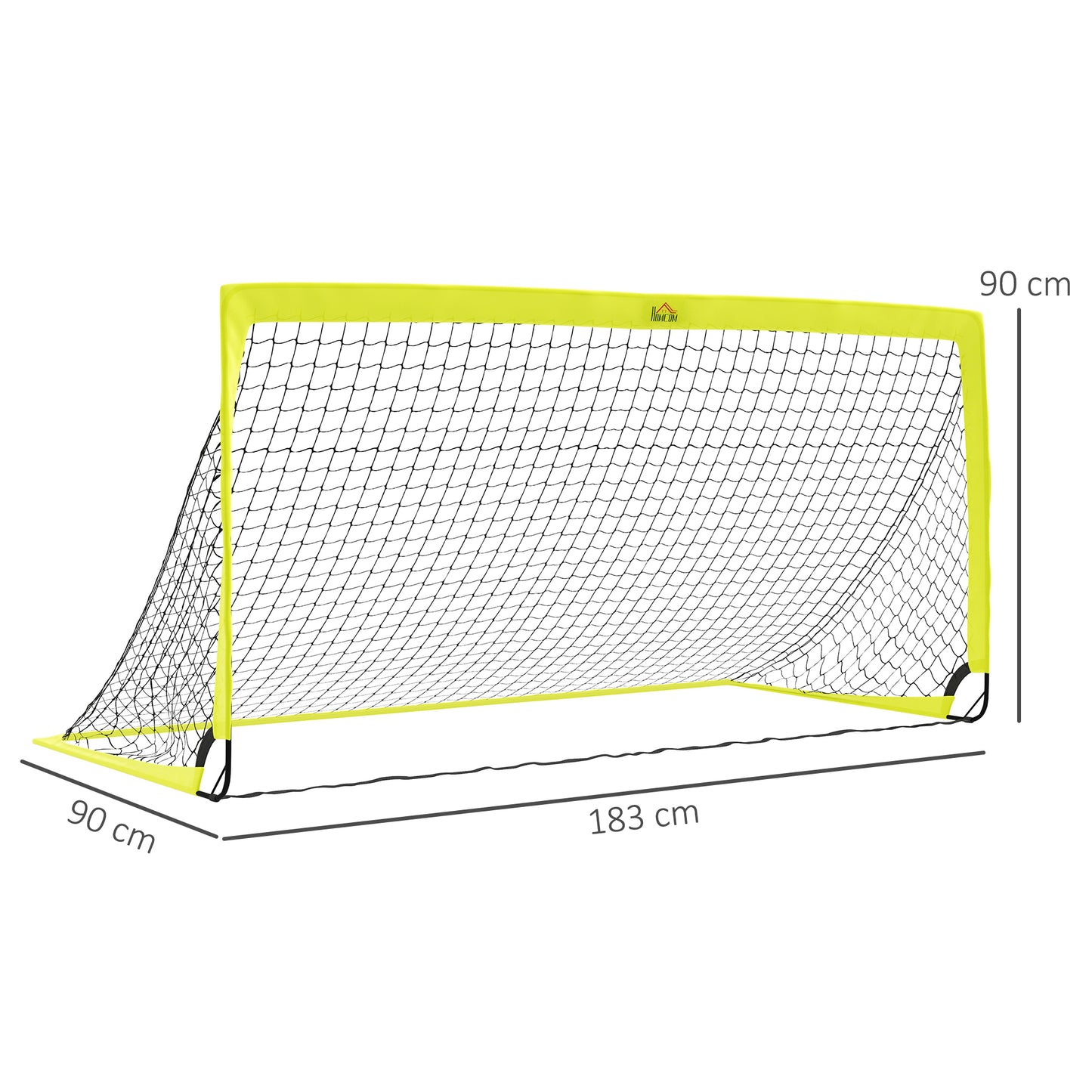 HOMCOM Two Football Goal Nets, Foldable Outdoor Sport Training Equipment, for Teens, Adults, with Carrying Bag, Yellow