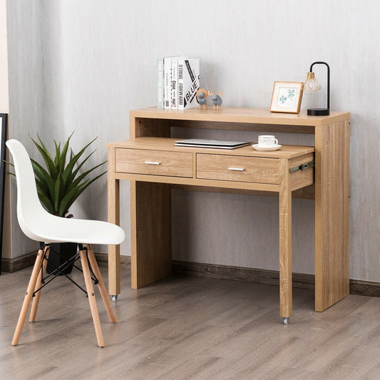 Extending Console Table with 2 Drawers for Bedsits, Flats or Apartments-Nature
