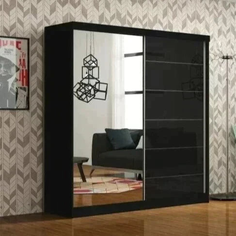 Infinite Grey High Gloss Sliding Door Wardrobe - 150cm and 180cm