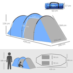 Outsunny 2 Room Tent with Vestibule, Weather-Resistant Camping Tent with Air Vents for Fishing Hiking, Sky Blue