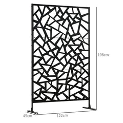 Outsunny Freestanding Garden Partition Screen Metal Decorative Outdoor Divider with Expansion Screws for Garden Patio Deck