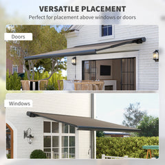 Outsunny 3.5 x 3 m Electric Awning with Remote Controller, Aluminium Frame DIY Retractable Awning, UV50+ Sun Shade Canopy for Garden Patio Deck Door Window, Light Grey