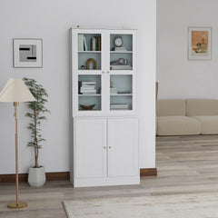 HOMCOM Double Storage Display Cabinet - White