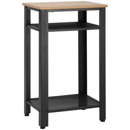 HOMCOM Tall Side Table with 3 Layer 2 Shelves Storage Display Industrial-Style Metal Frame Bedside End Table Nightstand for Living Room Bedroom Lounge