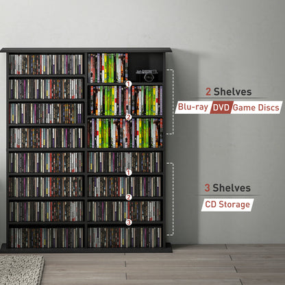HOMCOM 16-Compartment Media Shelf - Black