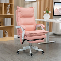 Vinsetto Vibration Massage Office Chair with Heat, Ergonomic Computer Desk Chairs, Faux Leather Desk Chair with Footrest, Armrest and Reclining Backrest, Pink