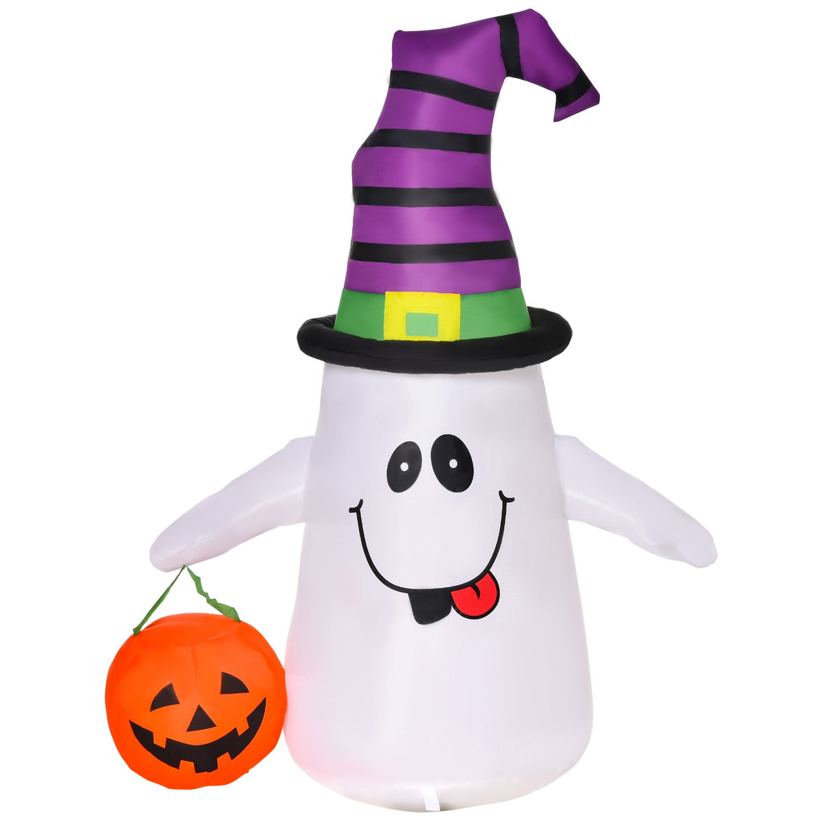 HOMCOM 1.2m Witch Ghost Halloween Inflatable Decoration w/ LED Lights Fan Accessories Pumpkin Lantern Kids Adult Fun Weather-Resistant Indoor Outdoor Seasonal