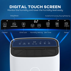 HOMCOM 20L/Day Portable Dehumidifier for Home, with LED Screen, Sleep Mode, 24H Timer, Electric Air Dehumidifier for Damp Laundry Bedroom Basement