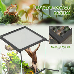 PawHut 40L Vivarium for Lizards, Frogs, Snakes, Turtles, Tortoises w/ Anti-Escape Design, Ventilation