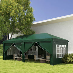 Outsunny 3 x 6m Pop-Up Gazebo, with Curtain Walls and Windows - Dark Green