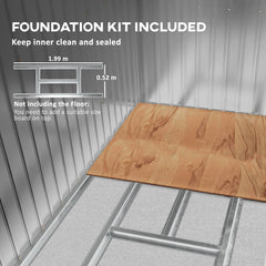 حظيرة حديقة من الفولاذ المجلفن من Outsunny مقاس 7 × 4 أقدام، مع مجموعة الأساس - رمادية