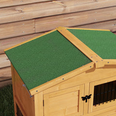 PawHut Wooden Rabbit Hutch with Outdoor Run Yellow