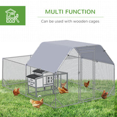 PawHut Walk In Chicken Run Chicken Coop with Roof Outdoor for 10-12 Chickens, Hen House, Duck Pen, 2.8 x 3.8 x 2 m