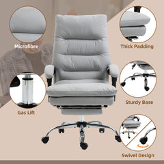 Vinsetto Office Chair, Ergonomic Desk Chair with 6-Point Vibration Massage and Back Heating, Microfibre Computer Gaming Chair with 135√Ç¬∞ Reclining Back and Footrest, Grey