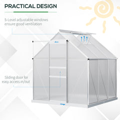 Outsunny 190 x 190cm Walk-In Polycarbonate Greenhouse