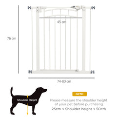 PawHut Pressure Fit Stair Gate, Dog Gate w/ Auto Closing Door, for Small, Medium Dog, Easy Installation, for 74-80cm Opening