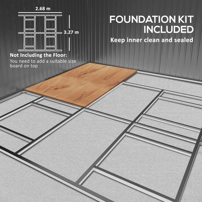 Outsunny 13 x 11ft Large Garden Shed, Mental Garden Storage Shed with Foundation Kit Ventilation & Doors, Light Grey