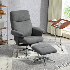 HOMCOM Velvet-Feel Recliner Chair and Ottoman - Dark Grey