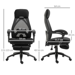 Vinsetto Office Chair with Footrest,High Back Swivel Desk Chair with Adjustable Height and Headrest for Home Office, Black