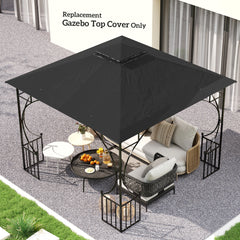 Outsunny 3x3(m) Replacement Gazebo Canopy, Double Tier Roof Top for Garden, Patio, Outdoor, Black (TOP ONLY)