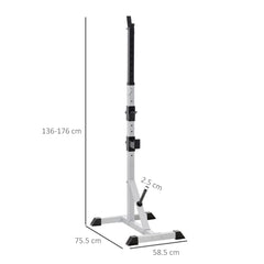 HOMCOM Weights Bar Barbell Rack Squat Stand Adjustable Portable Weight Lifting Max Load 200kg, Suitable For Home Gym Training Work Out