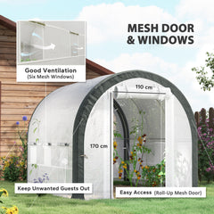 Outsunny 3 x 2(m) Walk-In Tunnel Greenhouse, with Accessories - White