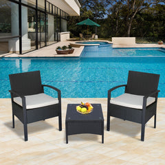 Outsunny 2 Seater Rattan Bistro Set, Steel-Black